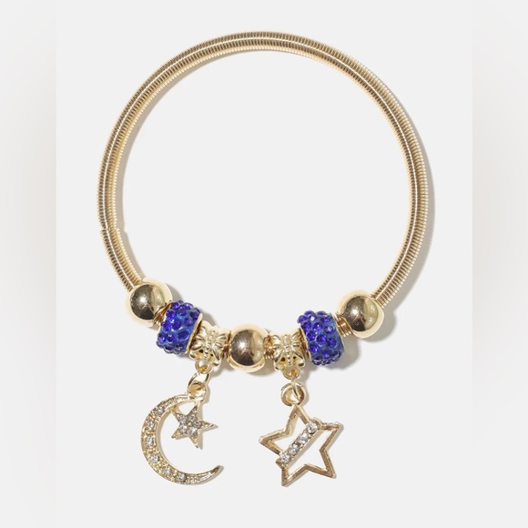 New Moon & Star Dangle Charm Bracelet/Bangle. Pick you color ❤️💙 - Picture 3 of 7